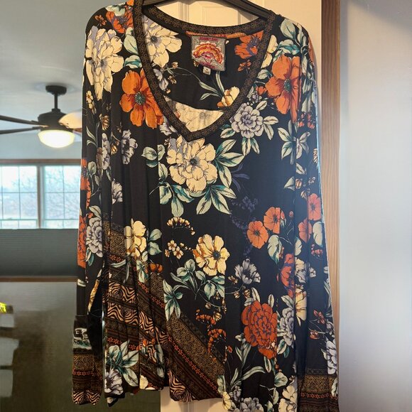 Johnny Was "Golden Spring" Swing Top 1X Floral Boho Comfy - Picture 4 of 5